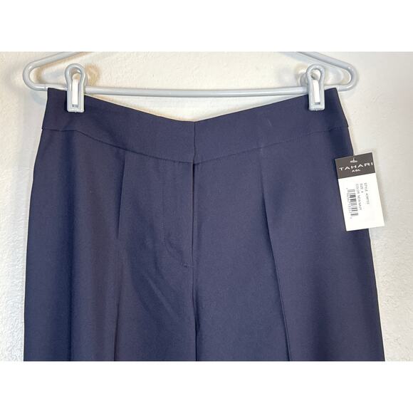 NEW Tahari ASL Wide Leg Pants Slacks Womens 4 Work Office Career Corporate Navy - Picture 3 of 7